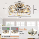 18 Inch Retro Silver Crystal Flush Mount Ceiling Fan with APP Remote Control and Lighting
