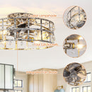 18 Inch Retro Silver Crystal Flush Mount Ceiling Fan with APP Remote Control and Lighting