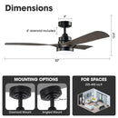 52 Inch Ivy Industrial Downrod Mount LED Ceiling Fan with Remote Control