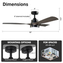 52 Inch Ivy Industrial Downrod Mount LED Ceiling Fan with Remote Control