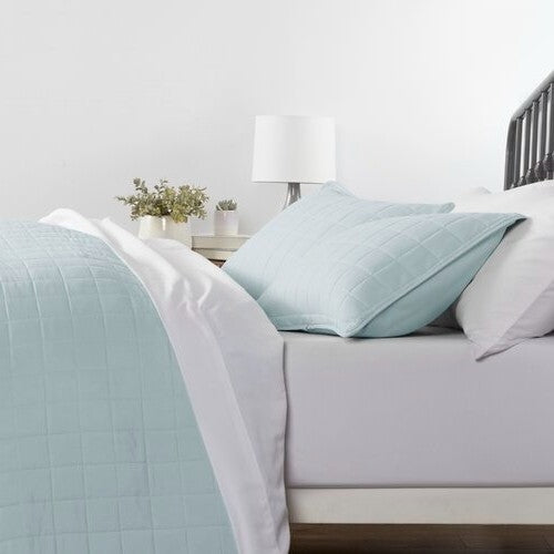 3 Piece Microfiber Farmhouse Coverlet Bedspread Set Light Blue, Full/Queen, photo 2 of 3