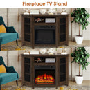 45" Corner Electric Fireplace TV Stands Console Table Insert 18" Electric Fireplace with 2 Metal Mesh Doors