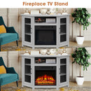 45" Corner Electric Fireplace TV Stands Console Table Insert 18" Electric Fireplace with 2 Metal Mesh Doors