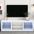 66" Modern LED TV Stand Entertainment Center with Glass Shelves for Living Room by ParrotUncle