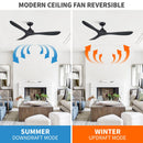 56" Modern DC Motor Downrod Mount Reversible Ceiling Fan with Remote Control