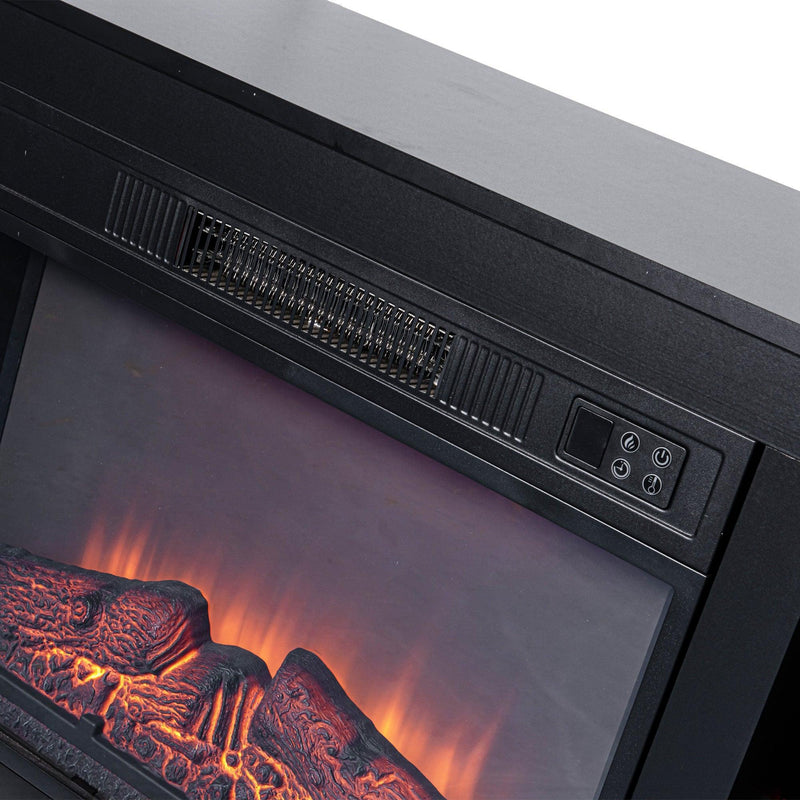 Modern 66" LED TV Stand with 23" Insert Electric Fireplace for Living Room