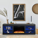 Modern 66" LED TV Stand with 23" Insert Electric Fireplace for Living Room