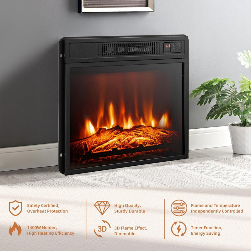 Modern 66" LED TV Stand with 23" Insert Electric Fireplace for Living Room