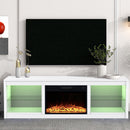 Modern 66" LED TV Stand with 23" Insert Electric Fireplace for Living Room