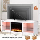 Modern 66" LED TV Stand with 23" Insert Electric Fireplace for Living Room
