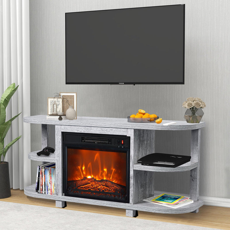 Decorative Modern 48" TV Stand with 18" Insert Electric Fireplace