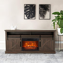 68" Farmhouse TV Stand with 23" Insert Opening Electric Fireplace