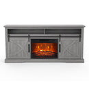 68" Farmhouse TV Stand with 23" Insert Opening Electric Fireplace