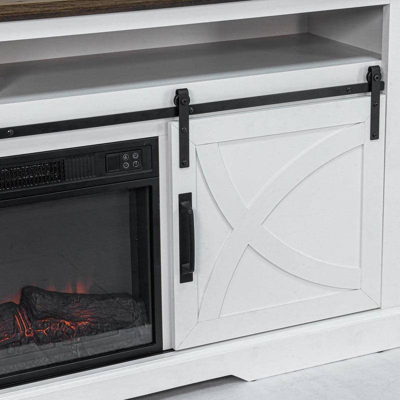 68" Farmhouse TV Stand with 23" Insert Opening Electric Fireplace