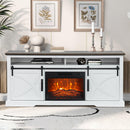 68" Farmhouse TV Stand with 23" Insert Opening Electric Fireplace