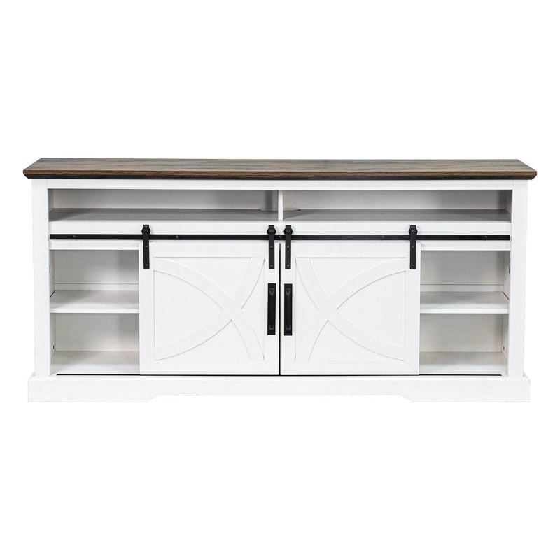 68" Farmhouse TV Stand with 23" Insert Opening Electric Fireplace