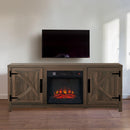 58" Farmhouse TV Stand with 18" Insert Electric Fireplace for Living Room