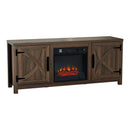 58" Farmhouse TV Stand with 18" Insert Electric Fireplace for Living Room
