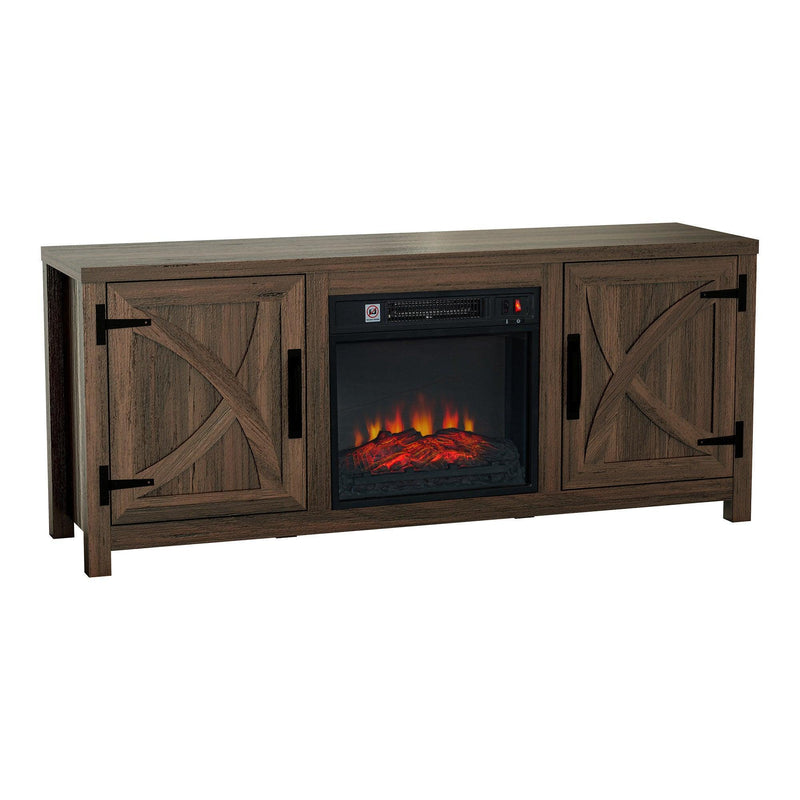 58" Farmhouse TV Stand with 18" Insert Electric Fireplace for Living Room