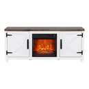 Modern White Electric Fireplace TV Stand For 58 Inch TV Storage Cabinet For Living Room