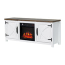 Modern White Electric Fireplace TV Stand For 58 Inch TV Storage Cabinet For Living Room