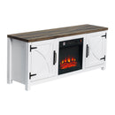 Modern White Electric Fireplace TV Stand For 58 Inch TV Storage Cabinet For Living Room