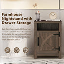 18" Solid Wood Farmhouse Nightstand for Bedroom in Brown or Grey or White