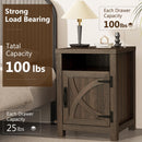 18" Solid Wood Farmhouse Nightstand for Bedroom in Brown or Grey or White