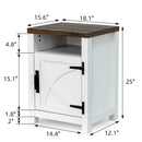18" Solid Wood Farmhouse Nightstand for Bedroom in Brown or Grey or White