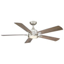 52" Tata Nagar Industrial Brush Nickel Downrod Mount Reversible Ceiling Fan with Lighting and Remote Control by Parrot Uncle