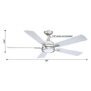 52" Tata Nagar Industrial Brush Nickel Downrod Mount Reversible Ceiling Fan with Lighting and Remote Control