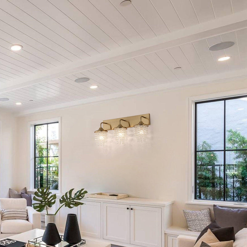 Modern 3-Light Golden Wall Lighting with Crystal