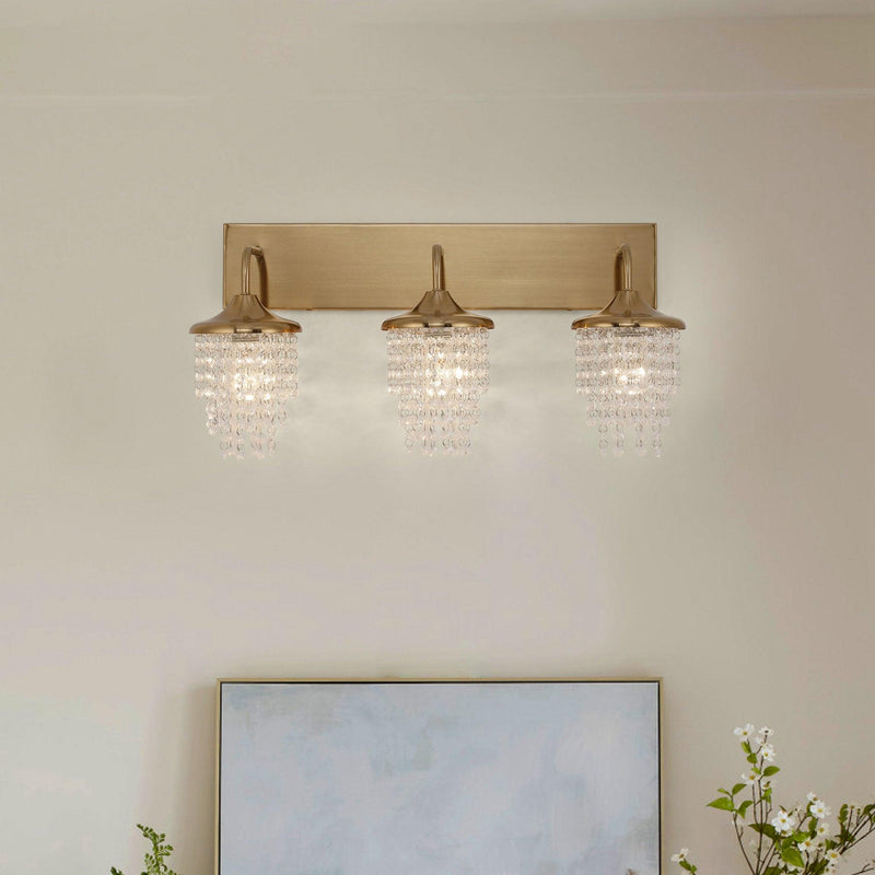 Modern 3-Light Golden Wall Lighting with Crystal
