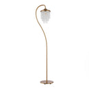 1-Light Golden Floor Lamp with Crystal Shade
