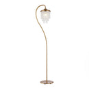 1-Light Golden Floor Lamp with Crystal Shade