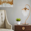 1-Light Golden Modern Table Lamp with Crystal Shade