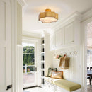3-Light Vintage Golden LED Semi Flush Mount Light for Entrance, Closet, Kitchen