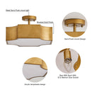 3-Light Vintage Golden LED Semi Flush Mount Light for Entrance, Closet, Kitchen