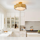 3-Light Vintage Golden LED Semi Flush Mount Light for Entrance, Closet, Kitchen