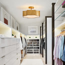 3-Light Vintage Golden LED Semi Flush Mount Light for Entrance, Closet, Kitchen