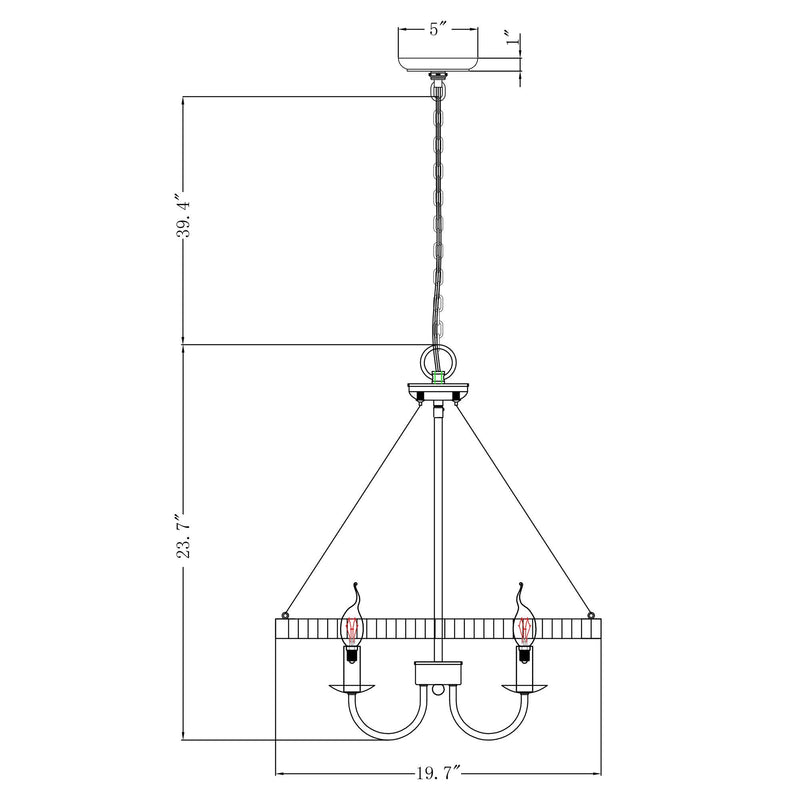 4-Light Iron Modern Island Pendant Lighting with Acrylic Lens