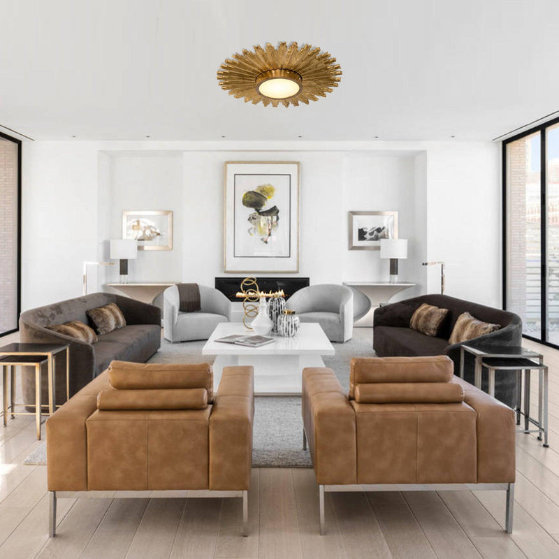 Golden Sunburst Flush Mount LED Lighting