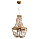 Modern Beaded Basket Weathered Wood 4-Light Chandelier