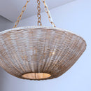 Farmhouse 3-Light Rattan Island Pendant Lighting in Bowl Shape
