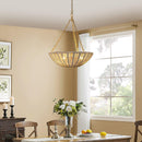 Farmhouse 3-Light Rattan Island Pendant Lighting in Bowl Shape