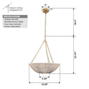 Farmhouse 3-Light Rattan Island Pendant Lighting in Bowl Shape