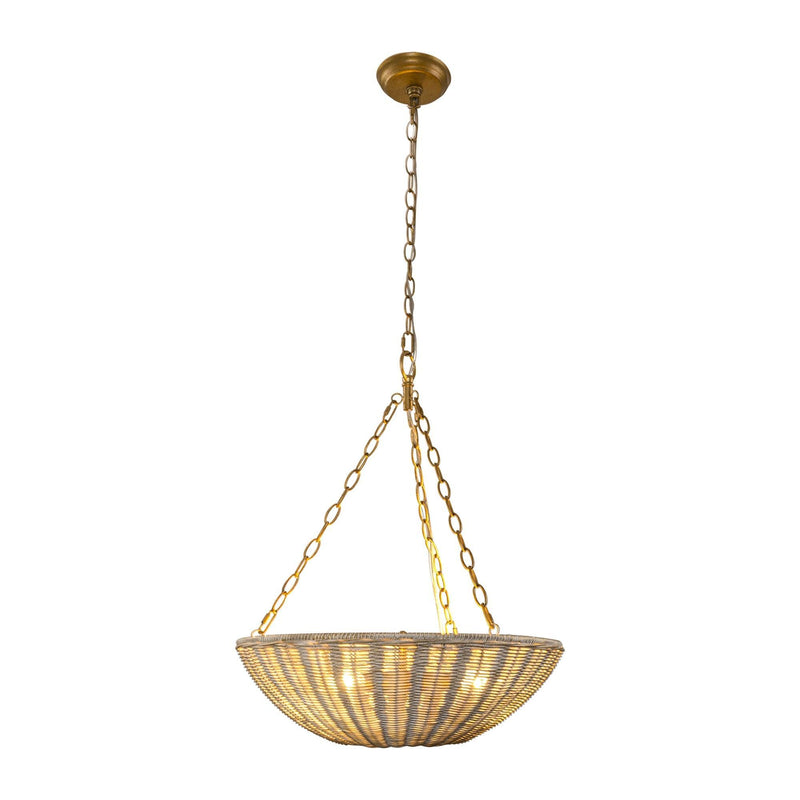 Farmhouse 3-Light Rattan Island Pendant Lighting in Bowl Shape