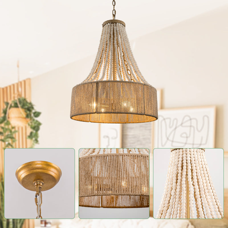 4-Light Golden Farmhouse Dry Rated Chandelier