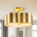Golden Modern Semi Flush 3-Light Ceiling Lighting