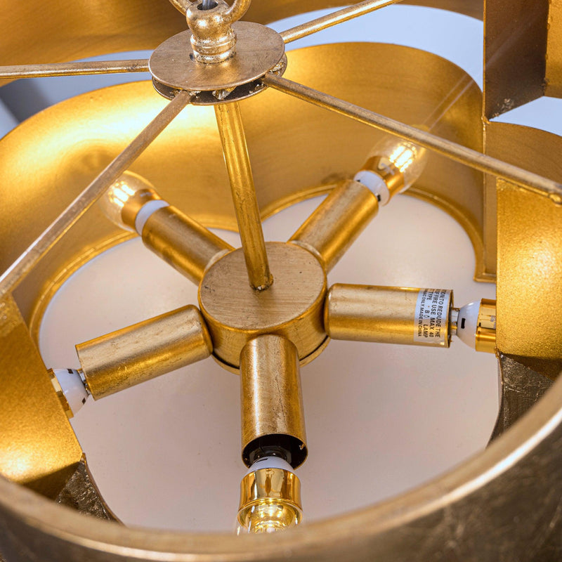 Golden 5-Light Iron Dry Rated Island Pendant Lighting